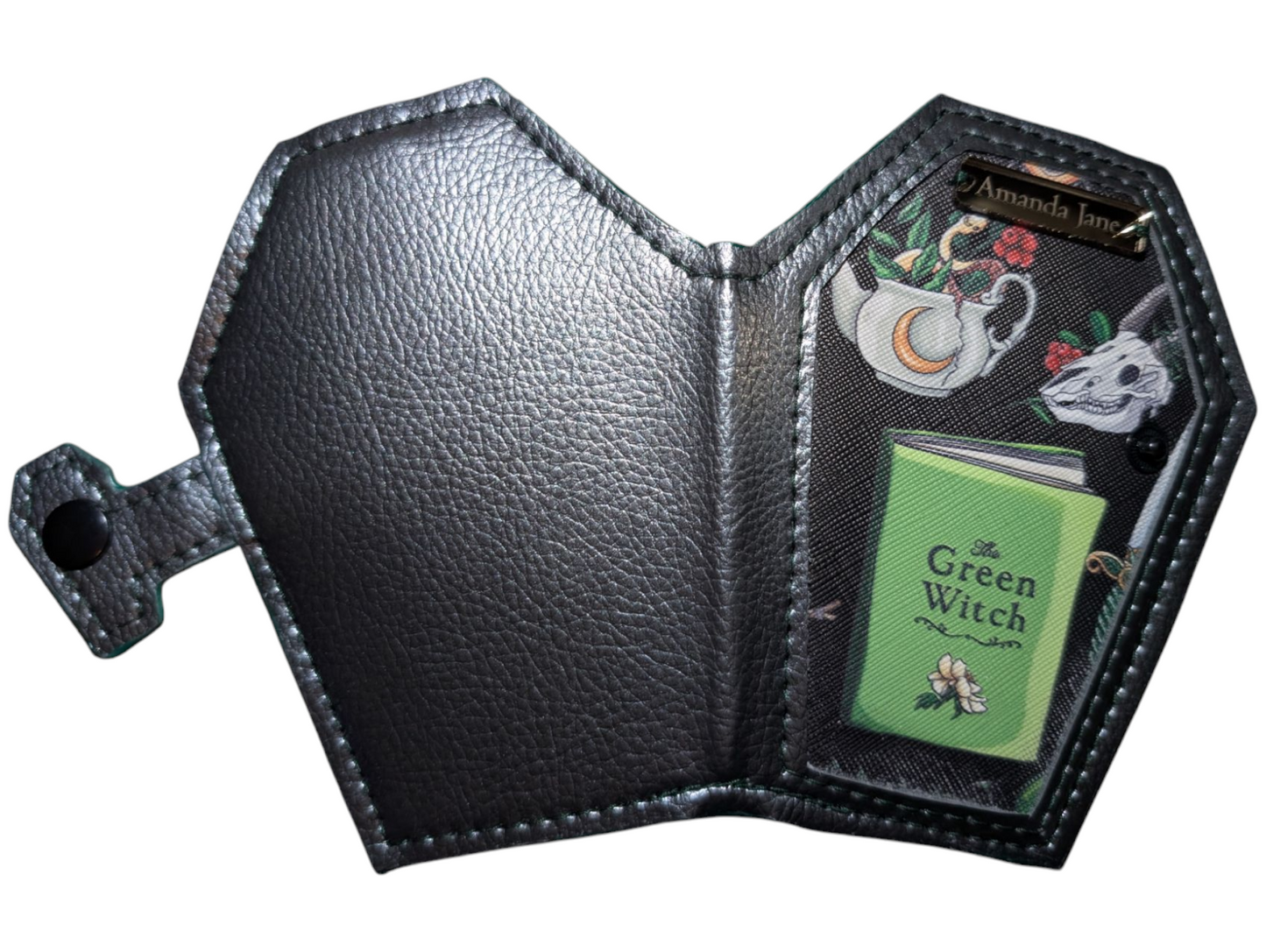 Coffin coin wallet green witch