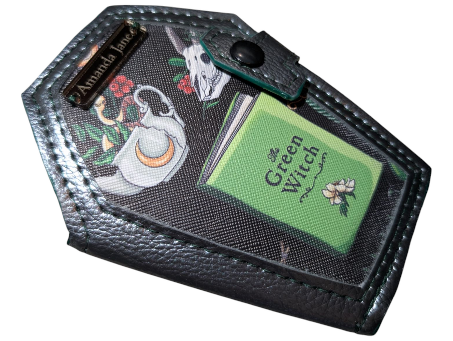 Coffin coin wallet green witch