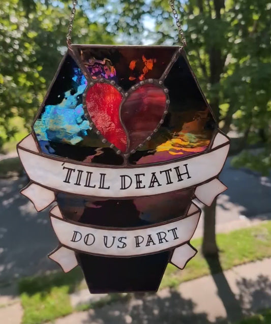 Stained glass sun catcher coffin
