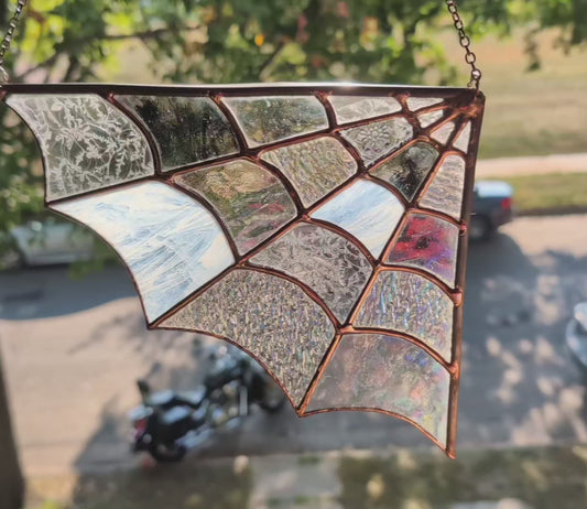 Stained glass sun catcher spiderweb