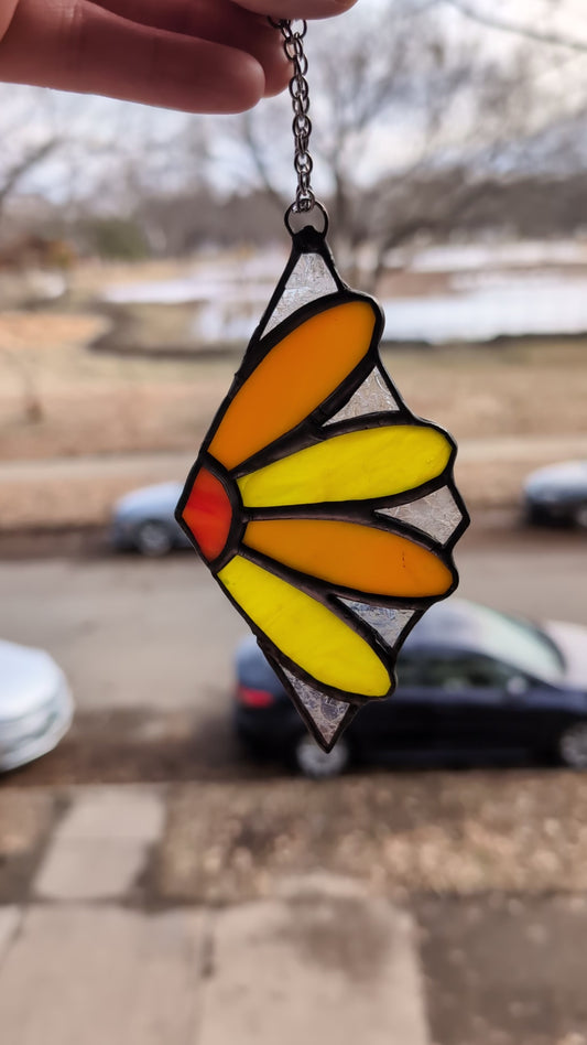 Handcrafted stained glass small sunflower