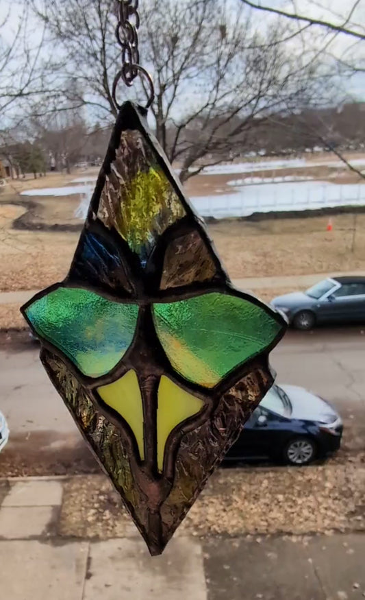 Handcrafted stained glass small Luna moth (reserved for Tessa)