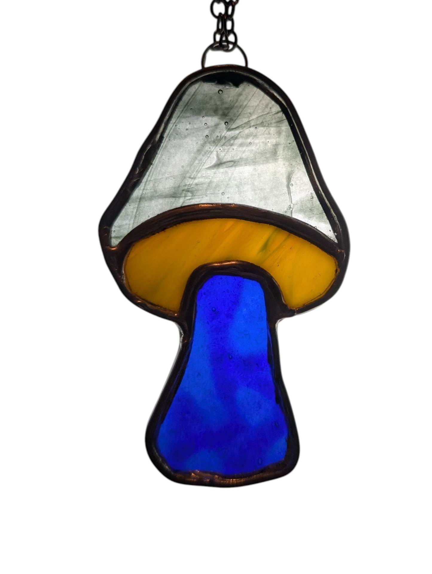 Stained glass mushroom suncatcher