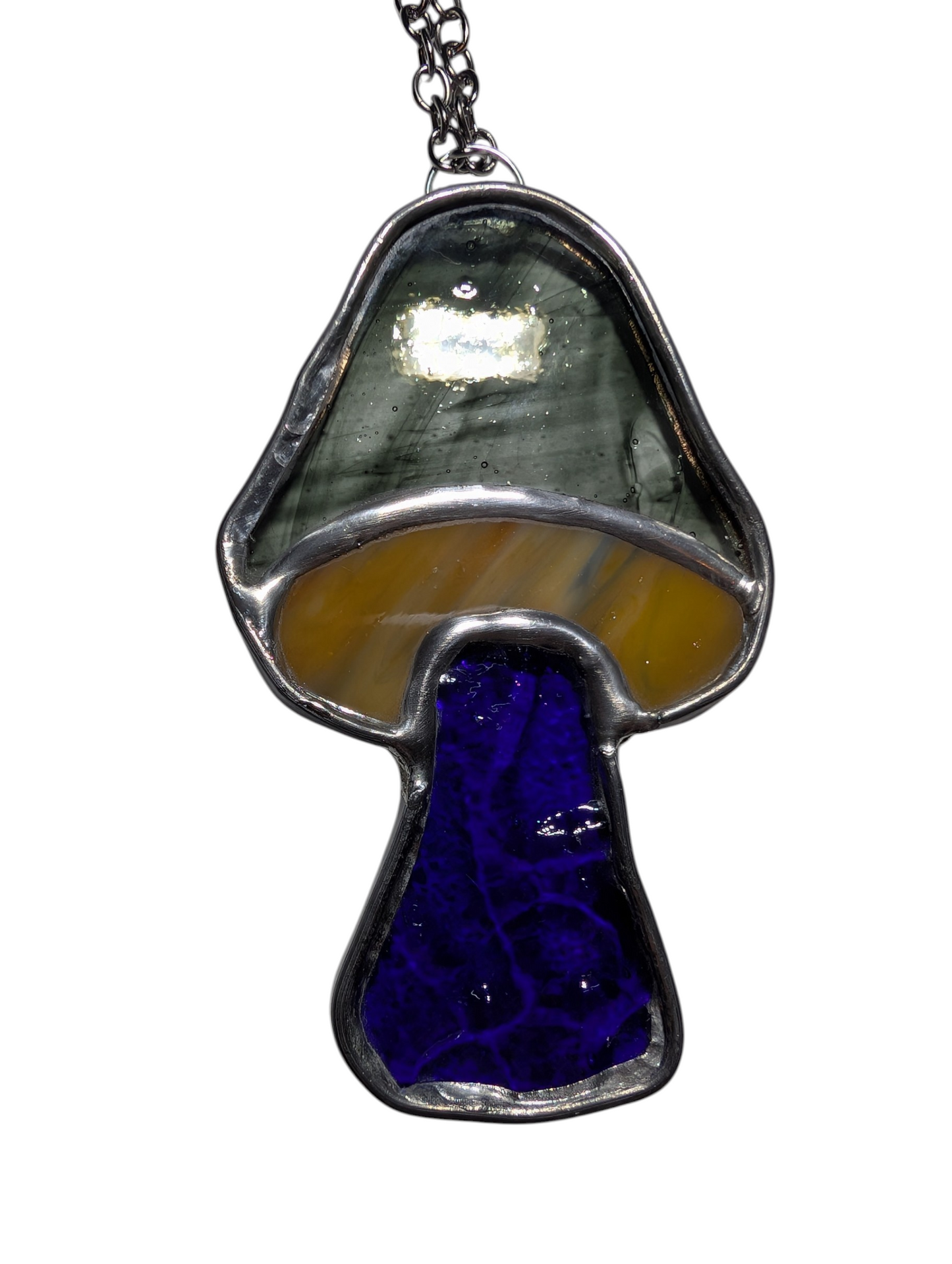Stained glass mushroom suncatcher