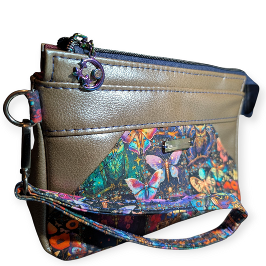 Handmade clutch wristlet butterfly skulls owls