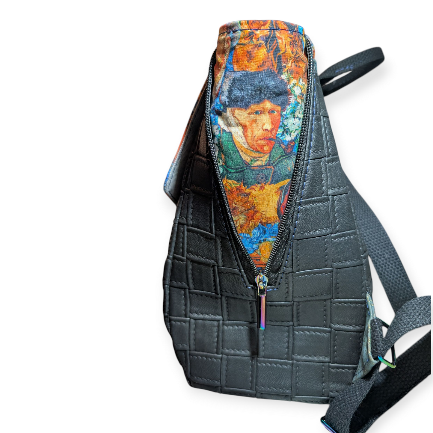 Handcrafted purse backpack Van Gogh collage