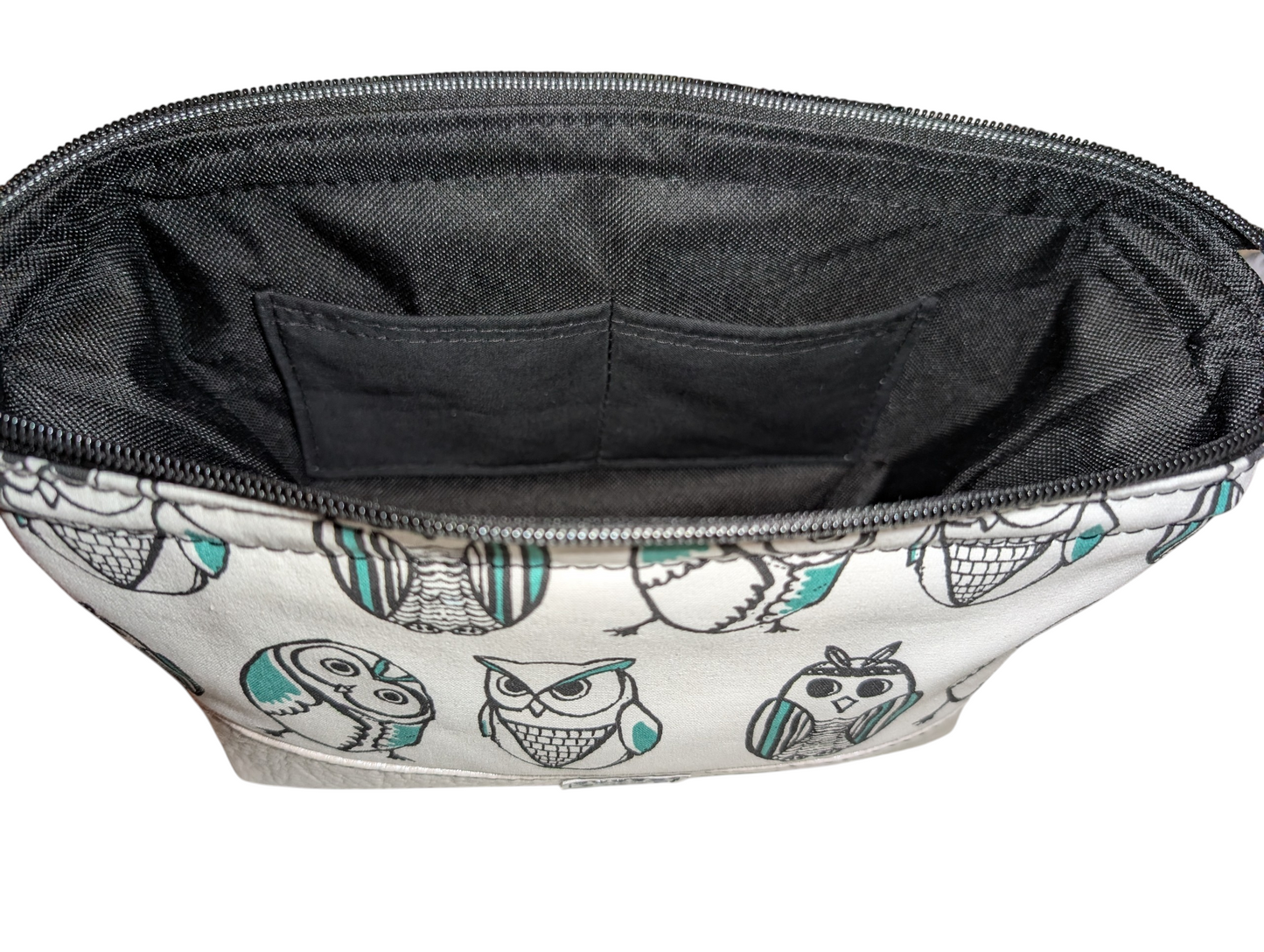 Handcrafted pouch make up toiletry bag owls