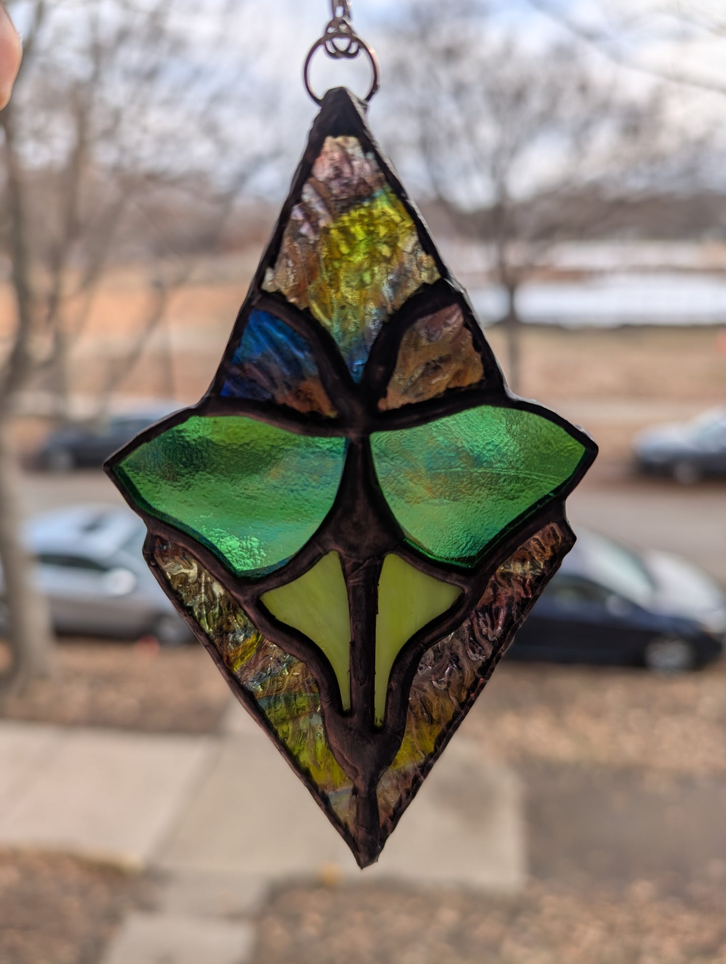 Handcrafted stained glass small Luna moth (reserved for Tessa)