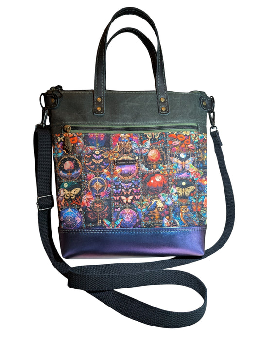 Handcrafted bag purse handbag crossbody butterflies, skulls, owls