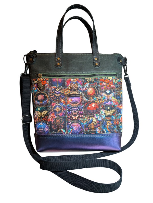Handcrafted bag purse handbag crossbody butterflies, skulls, owls