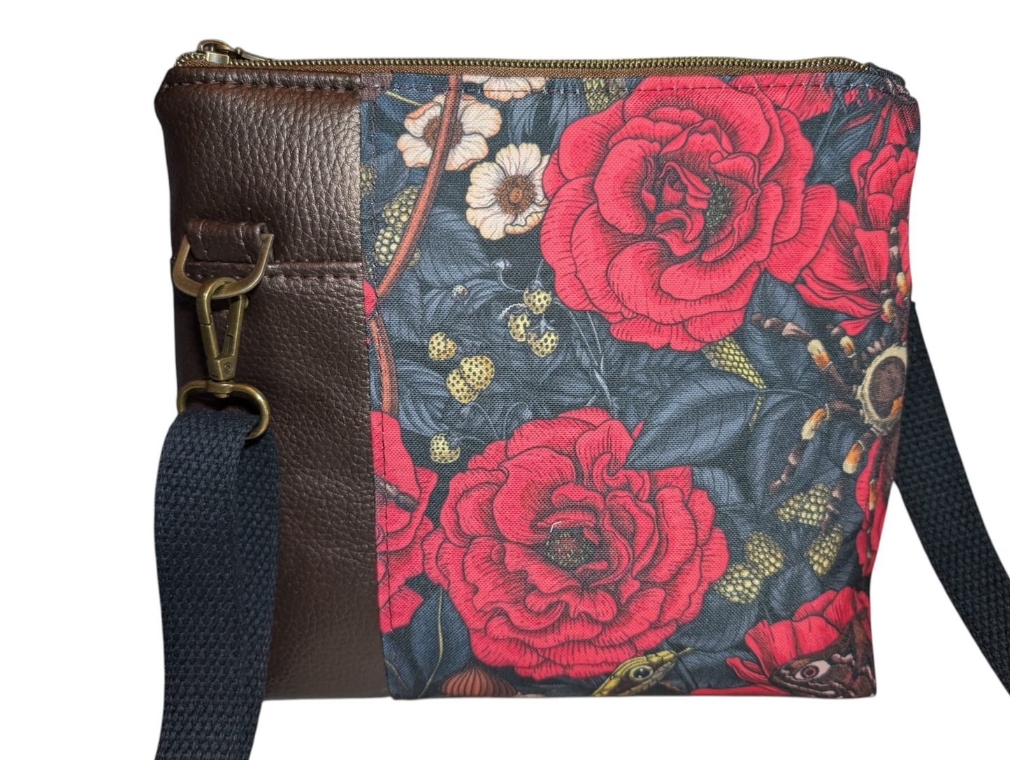 Handcrafted crossbody purse bag snakes, moths, spiders