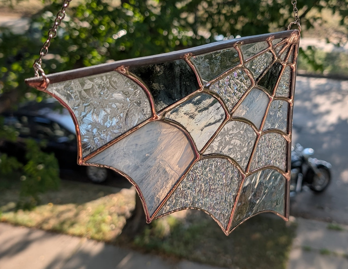 Stained glass sun catcher spiderweb