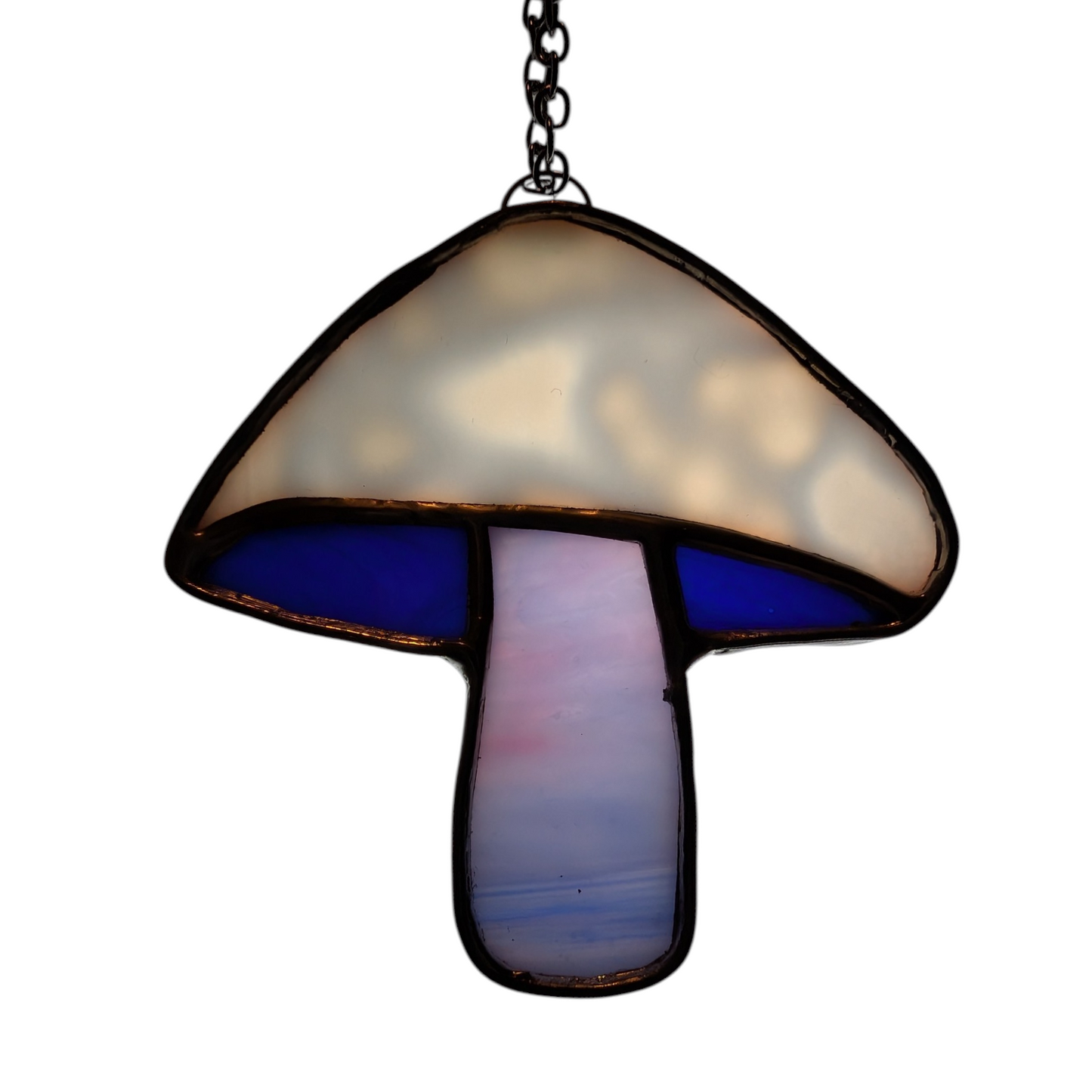 Stained glass mushroom suncatcher