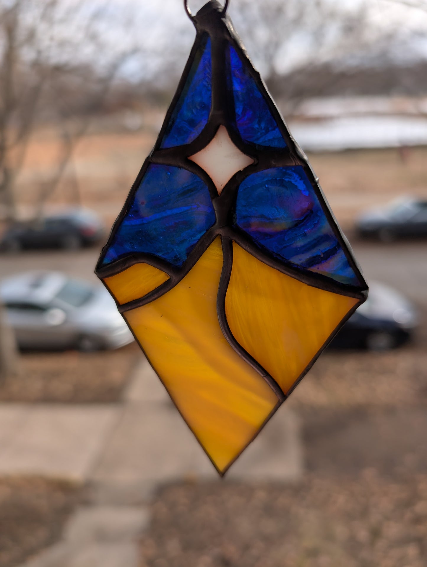 Handcrafted stained glass small desert night