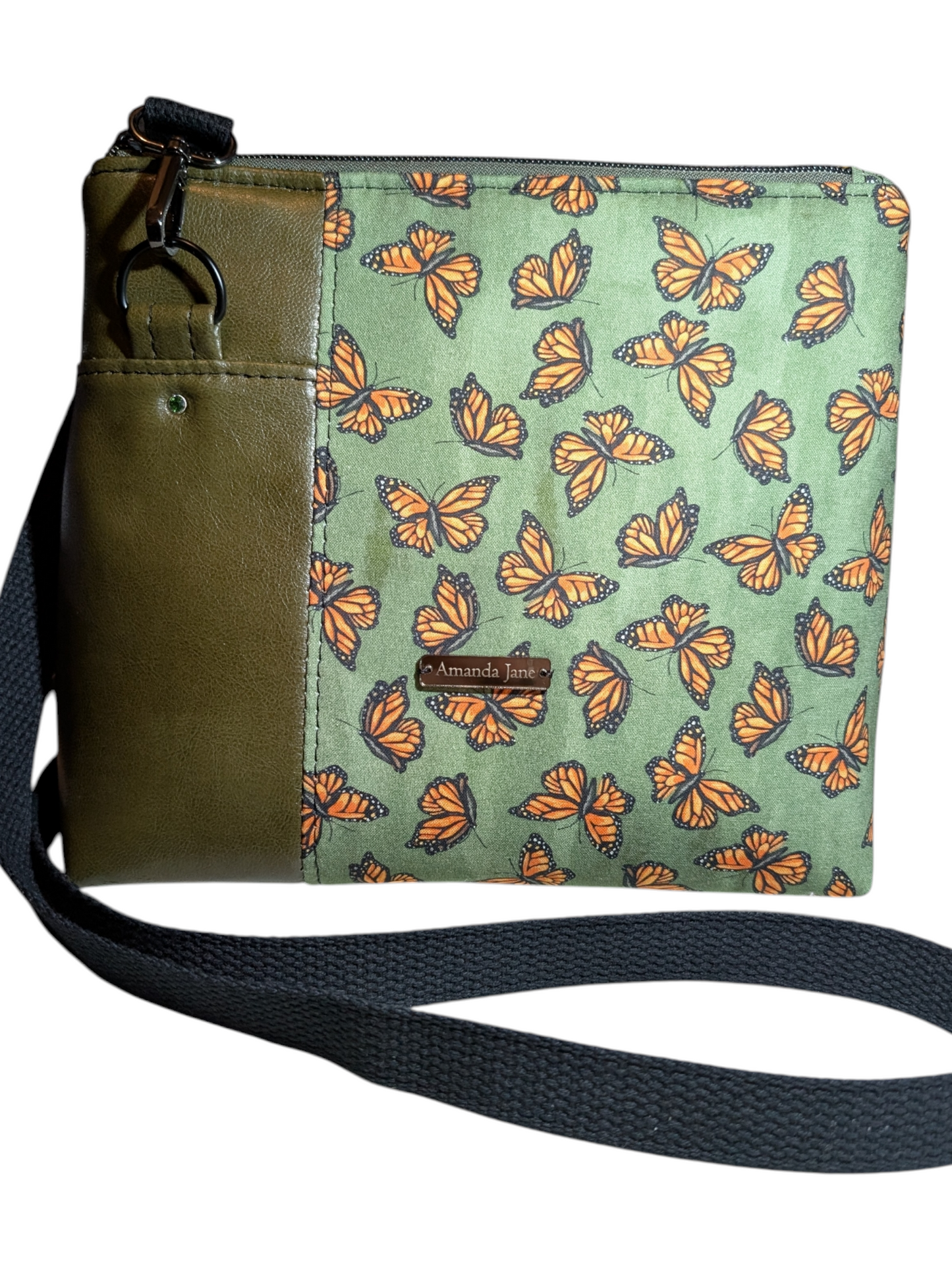 Handcrafted crossbody purse bag monarch butterflies