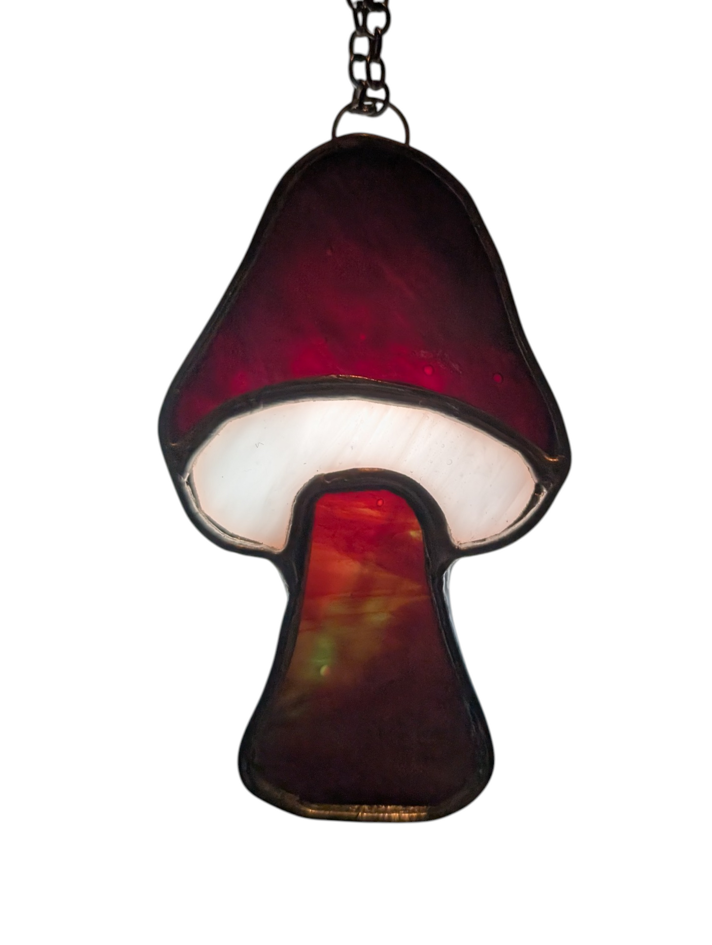 Stained glass mushroom suncatcher