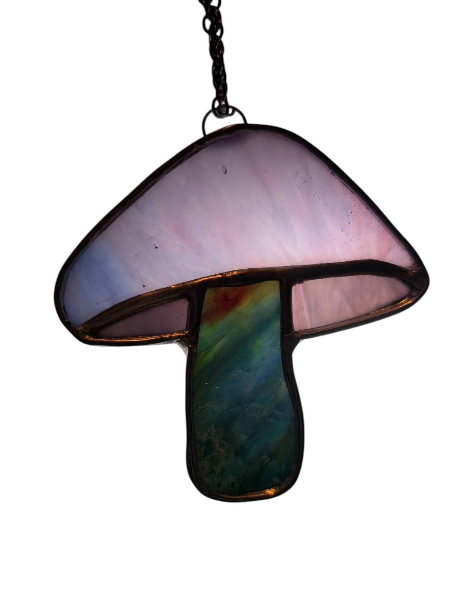 Stained glass mushroom suncatcher