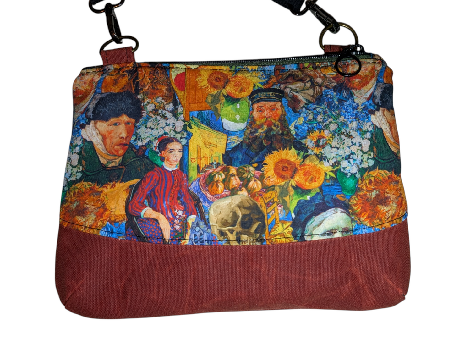 Handcrafted purse crossbody Van Gogh waxed canvas