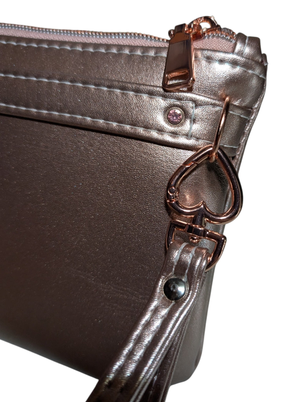 Handmade clutch wristlet crossbody purse rose gold