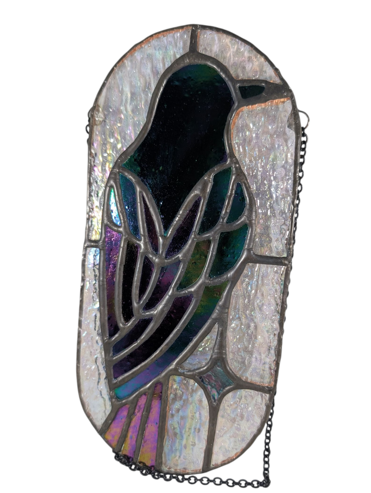 Handcrafted stained glass raven *discounted, please read*