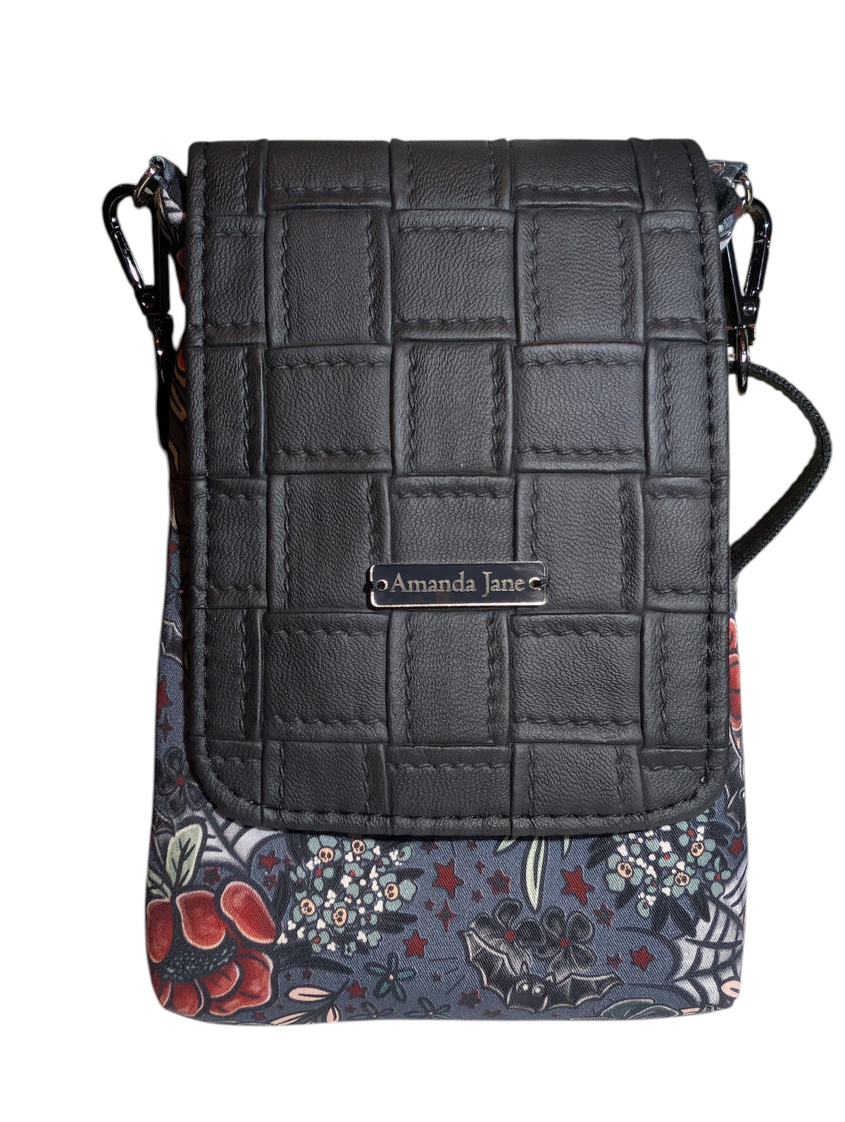 Handcrafted crossbody purse bag spiders & bats, floral
