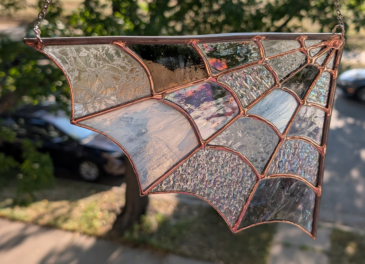 Stained glass sun catcher spiderweb
