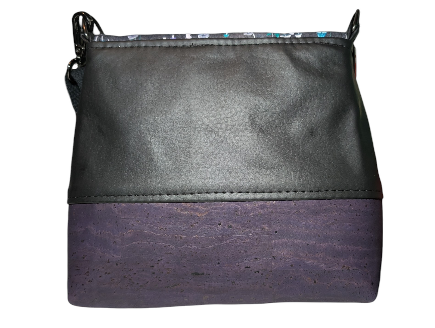 Handcrafted crossbody purse bag mushrooms and purple cork