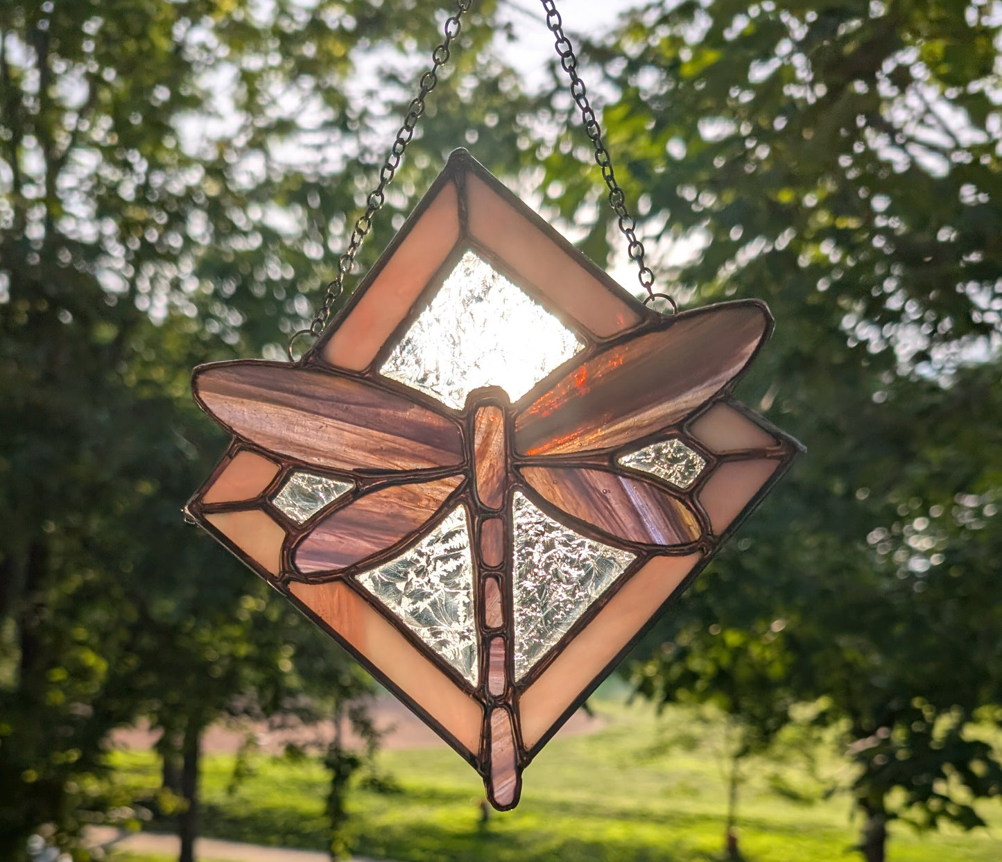 Stained glass dragonfly sun catcher