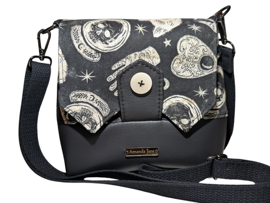 Handcrafted crossbody purse bag Ouija skulls cats