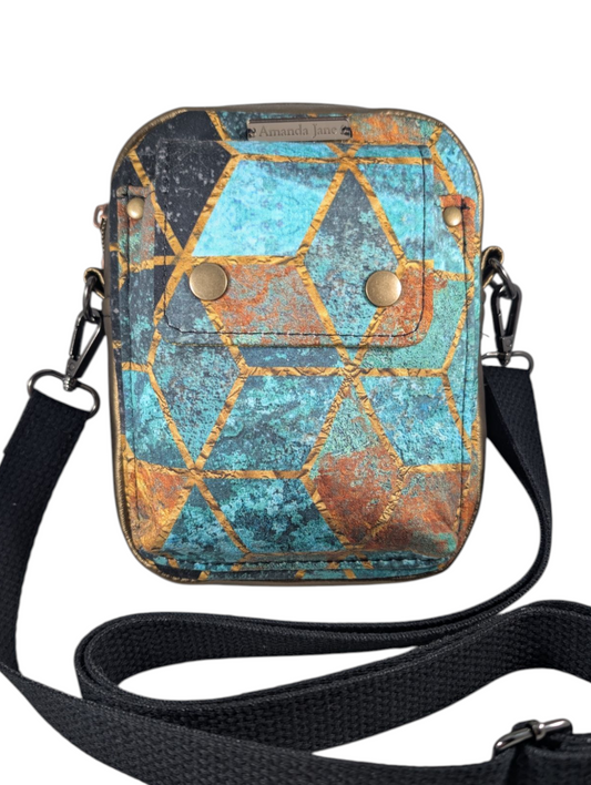 Handcrafted purse crossbody bag essentials turquoise geo
