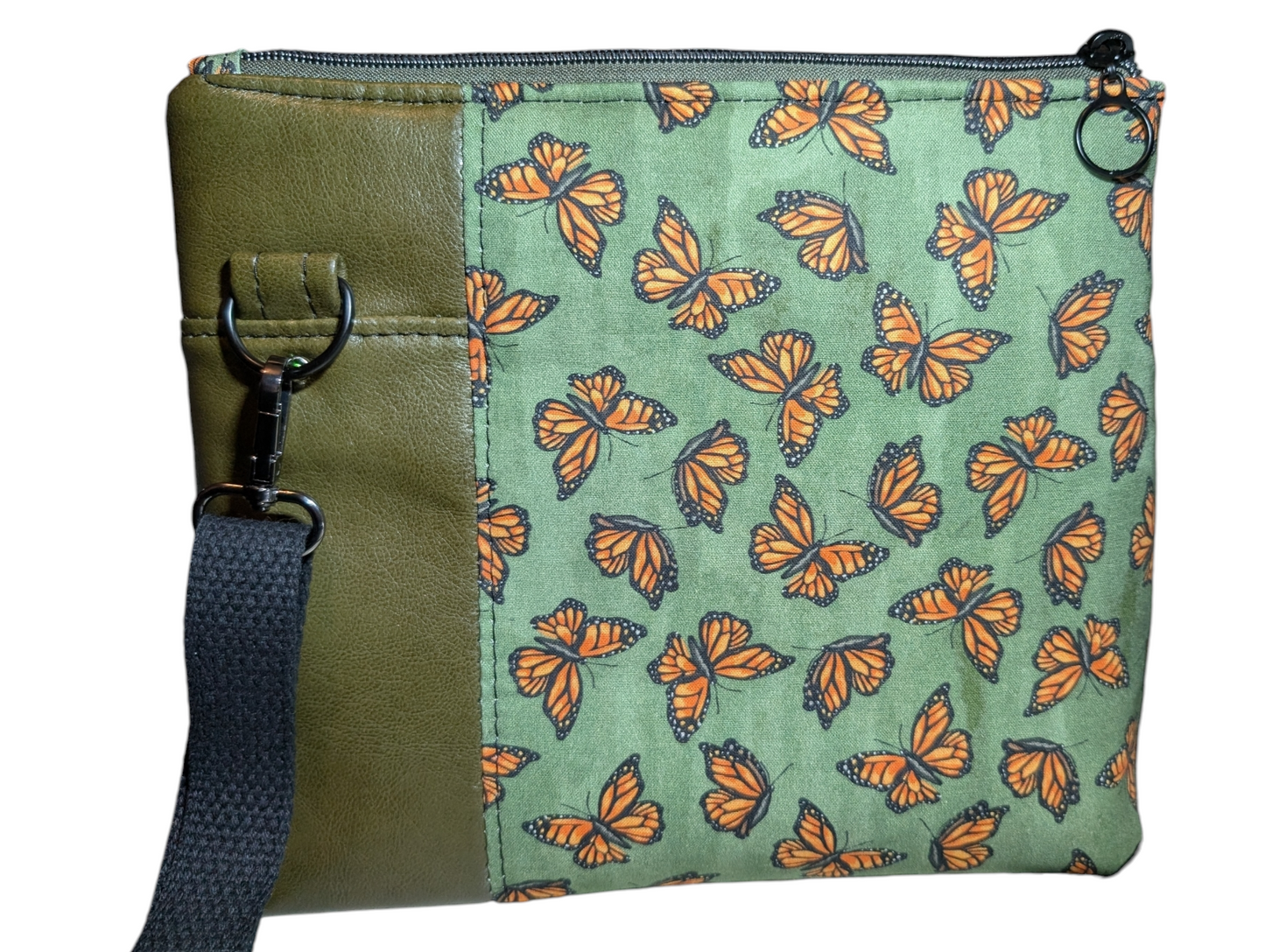 Handcrafted crossbody purse bag monarch butterflies