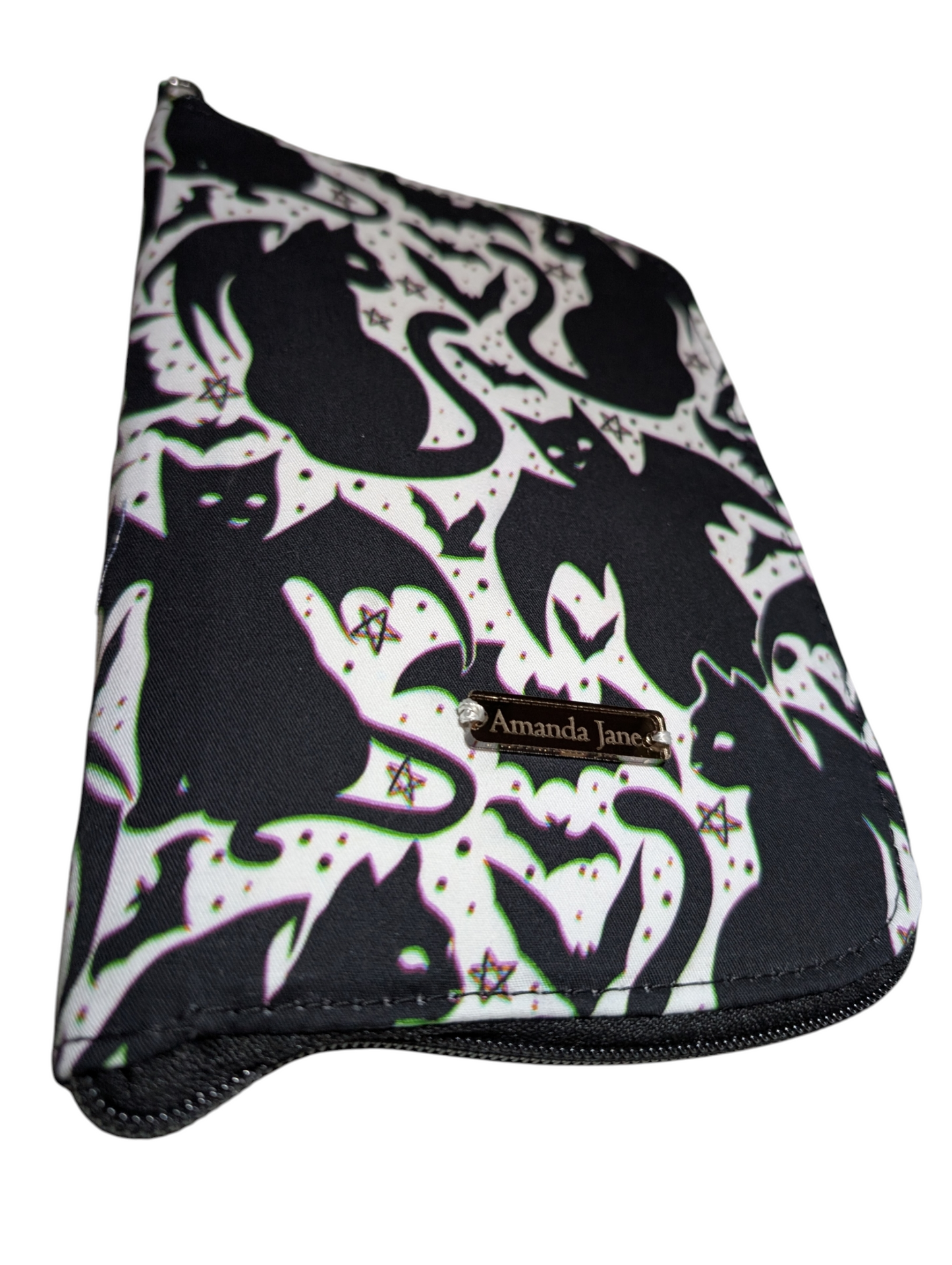 Handcrafted travel passport organizer wallet bat cats