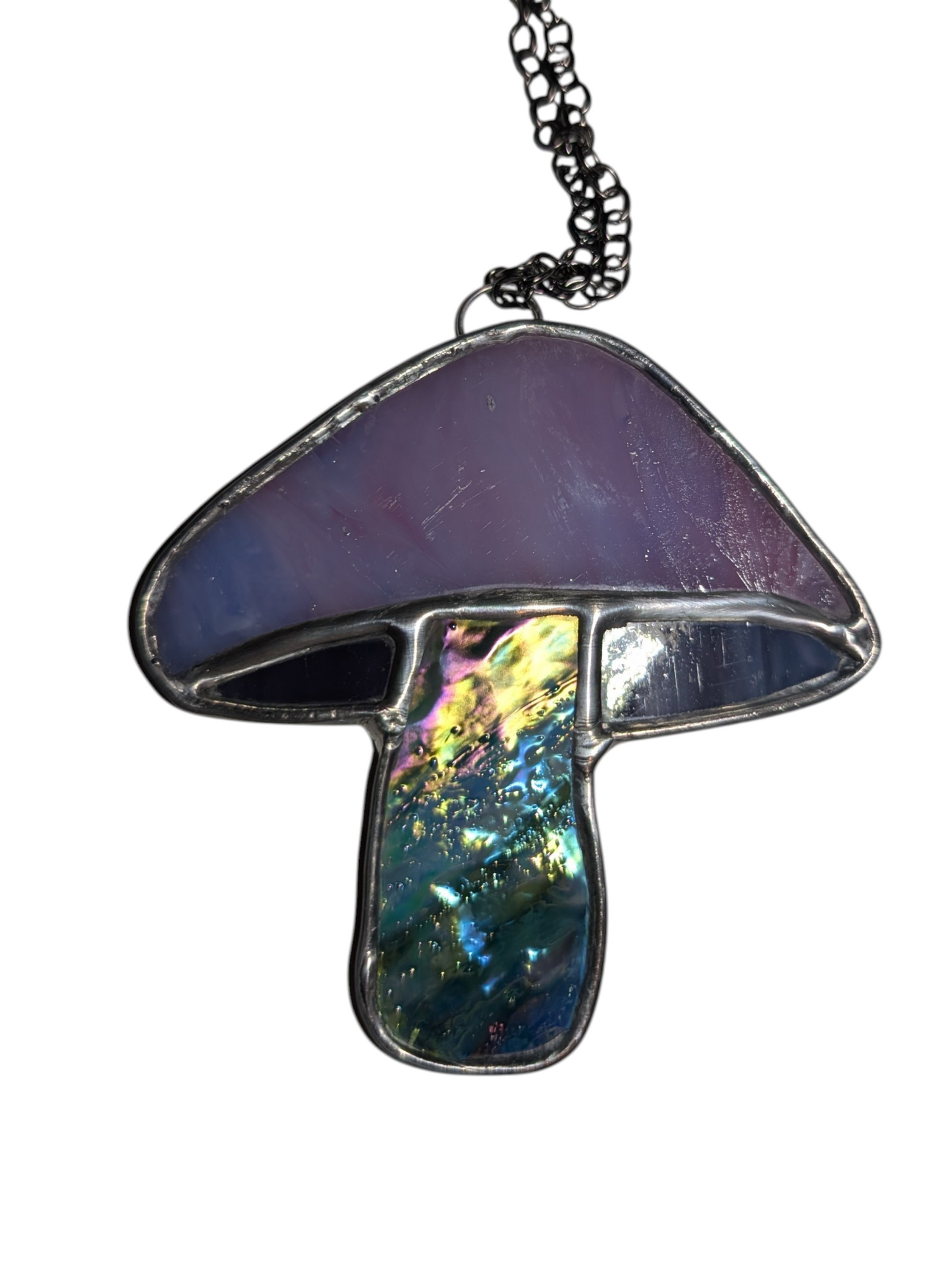 Stained glass mushroom suncatcher
