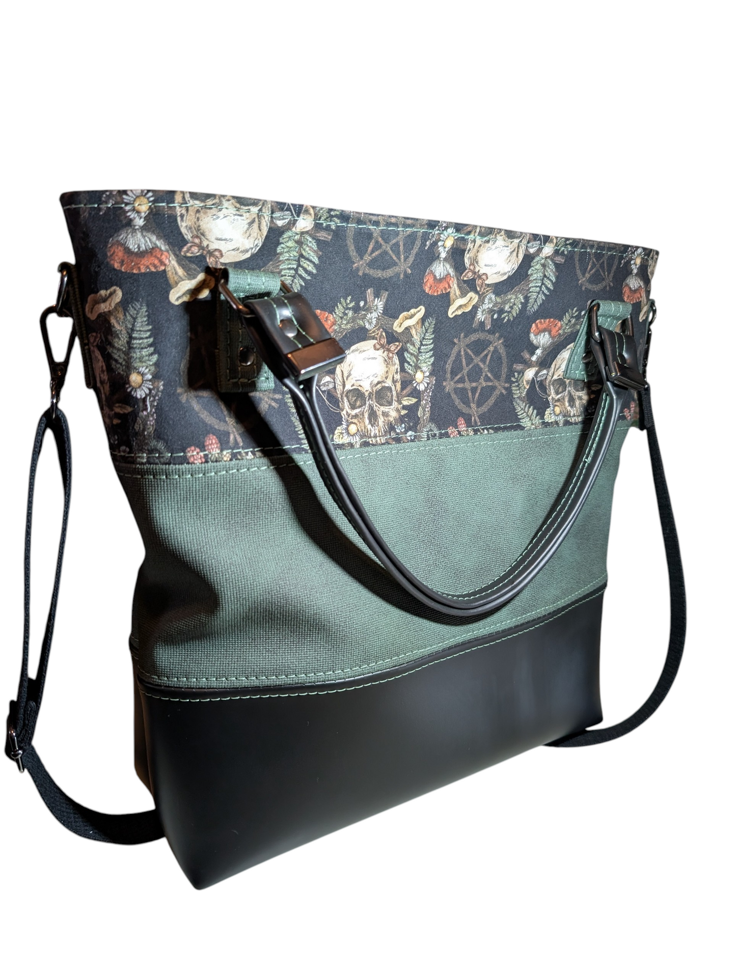 Handcrafted crossbody purse bag witchy skull