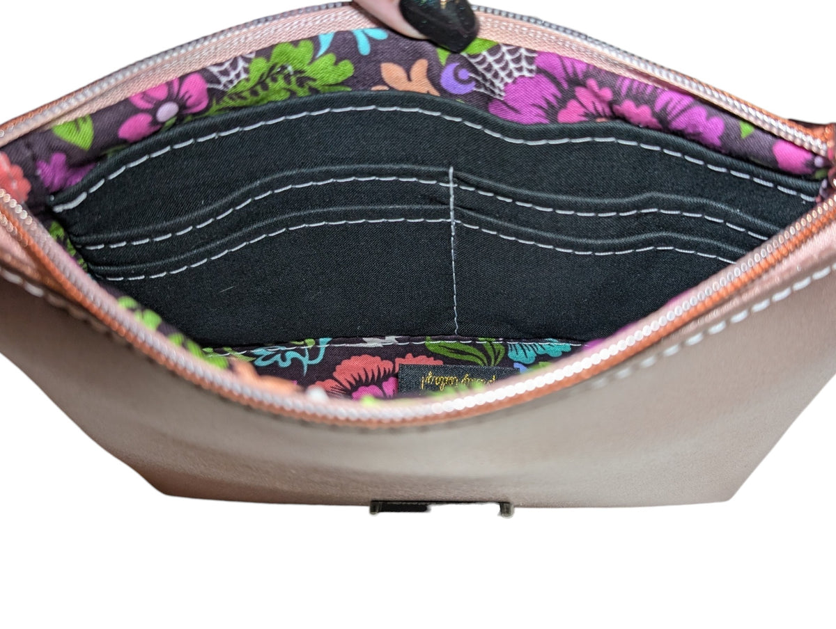 Handmade clutch wristlet crossbody purse rose gold