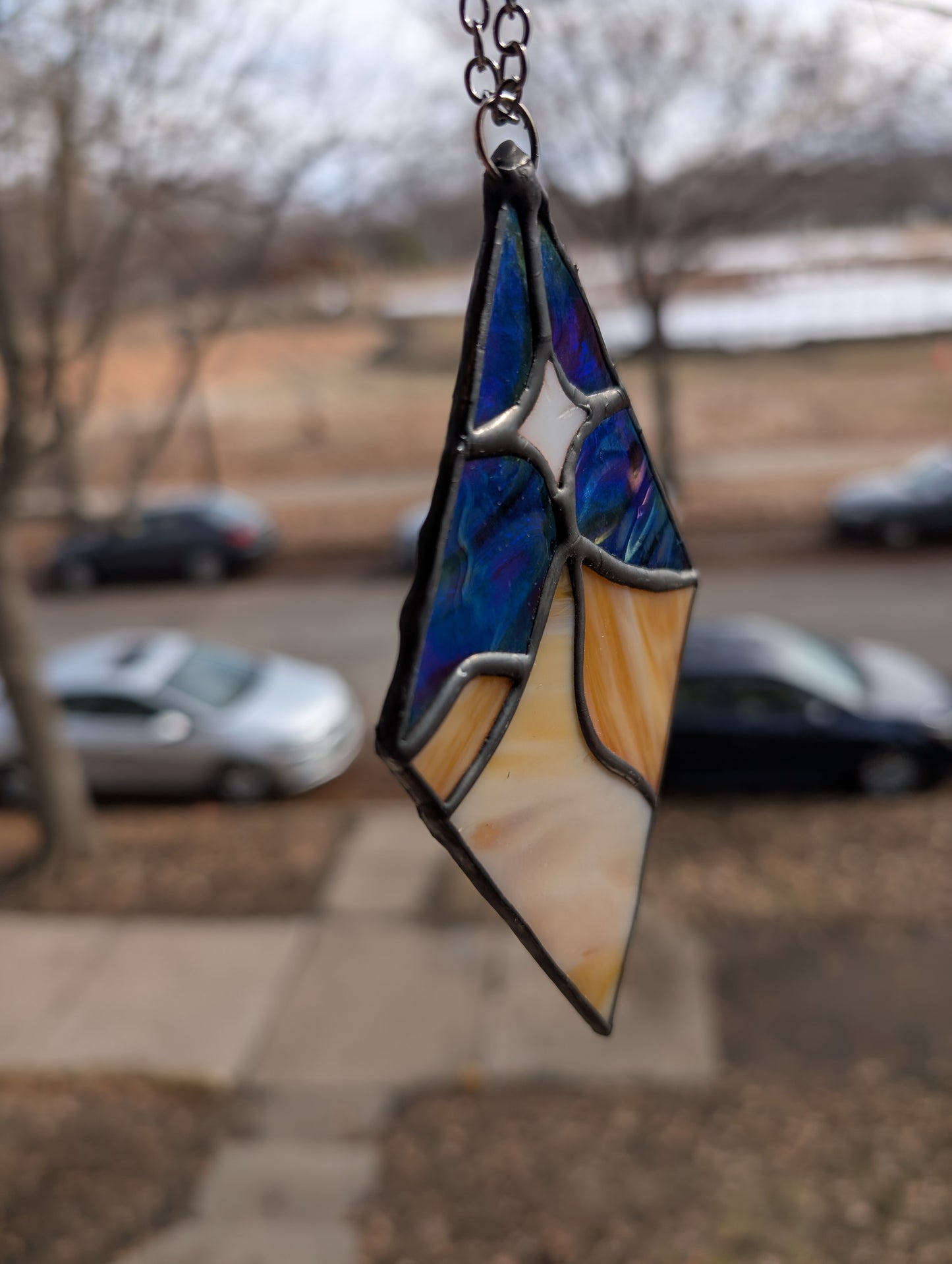 Handcrafted stained glass small desert night