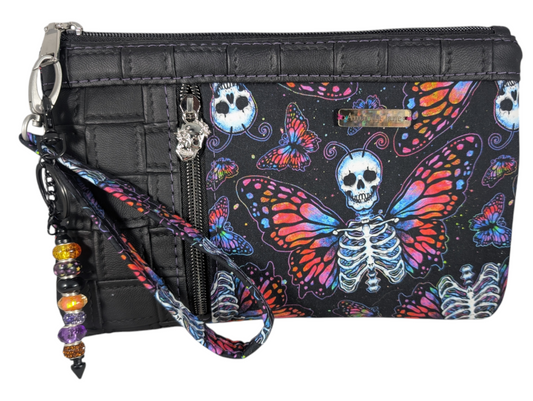 Handmade clutch wristlet butterfly skeleton