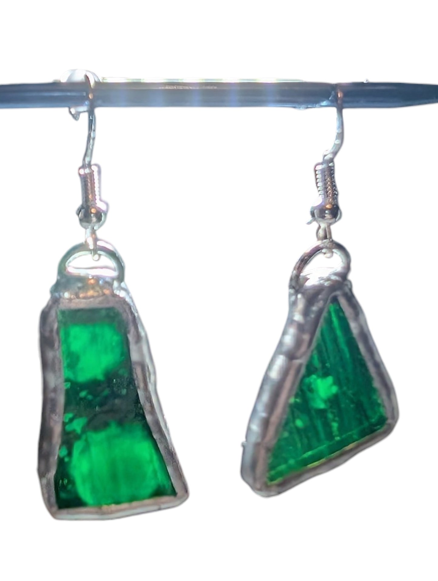 Recycled scrap stained glass earrings