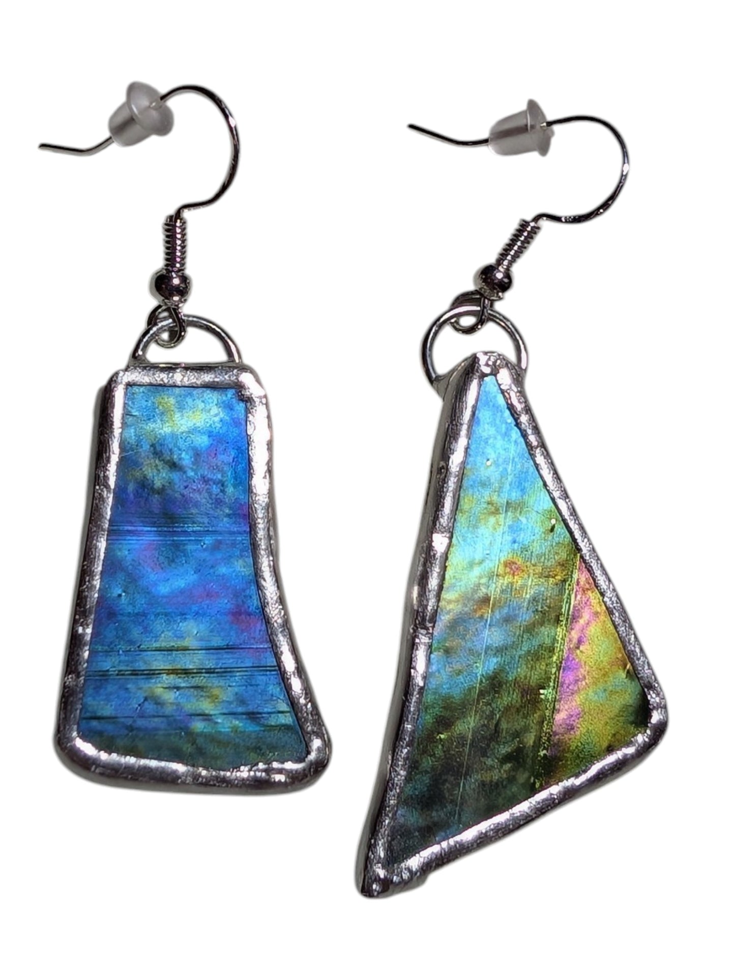 Recycled scrap stained glass earrings