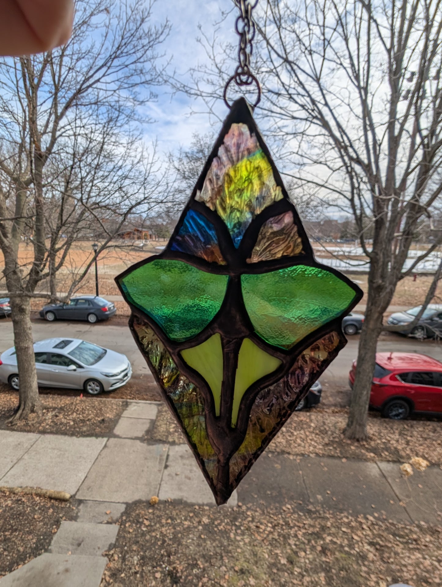 Handcrafted stained glass small Luna moth (reserved for Tessa)