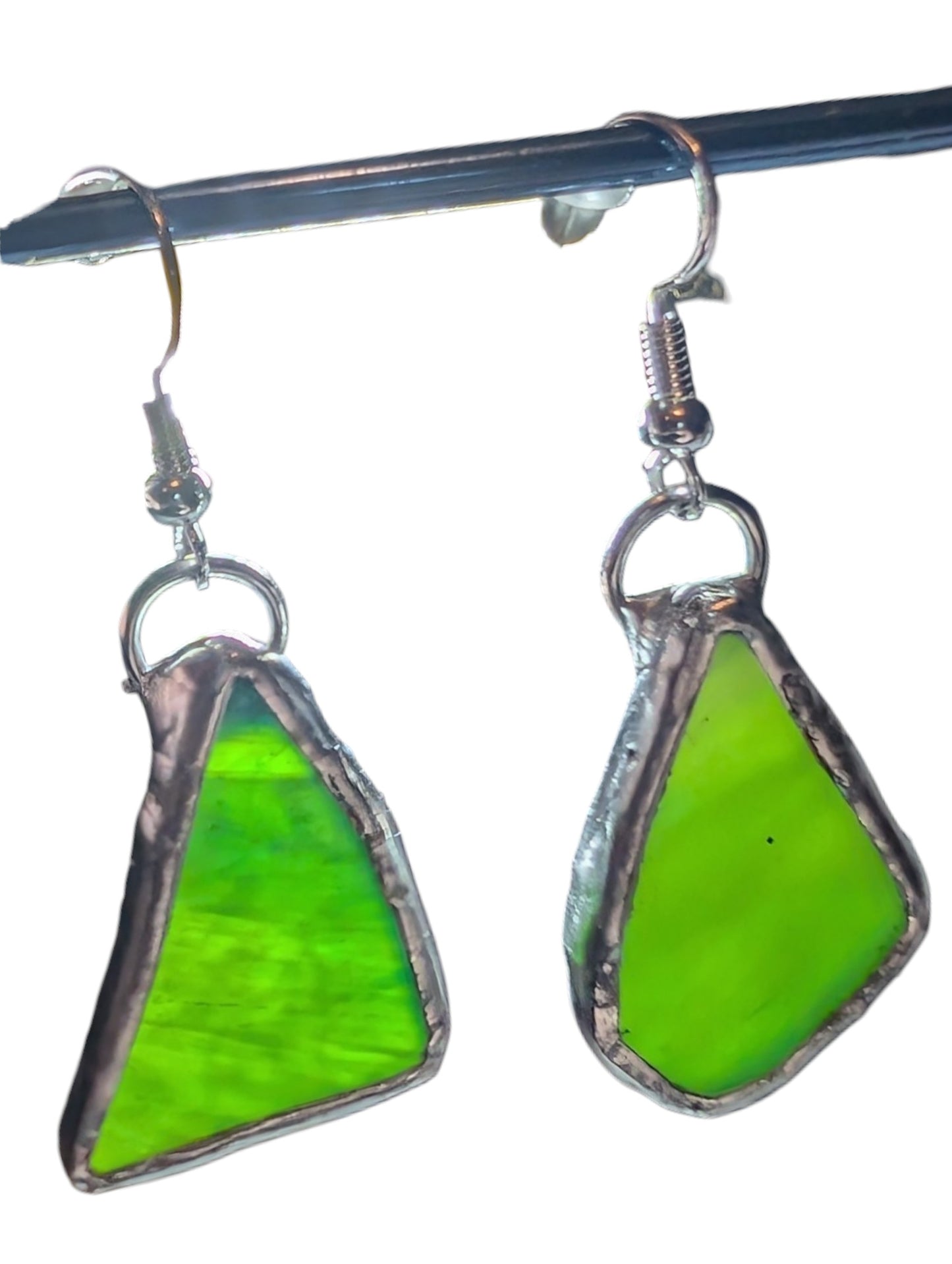 Recycled scrap stained glass earrings