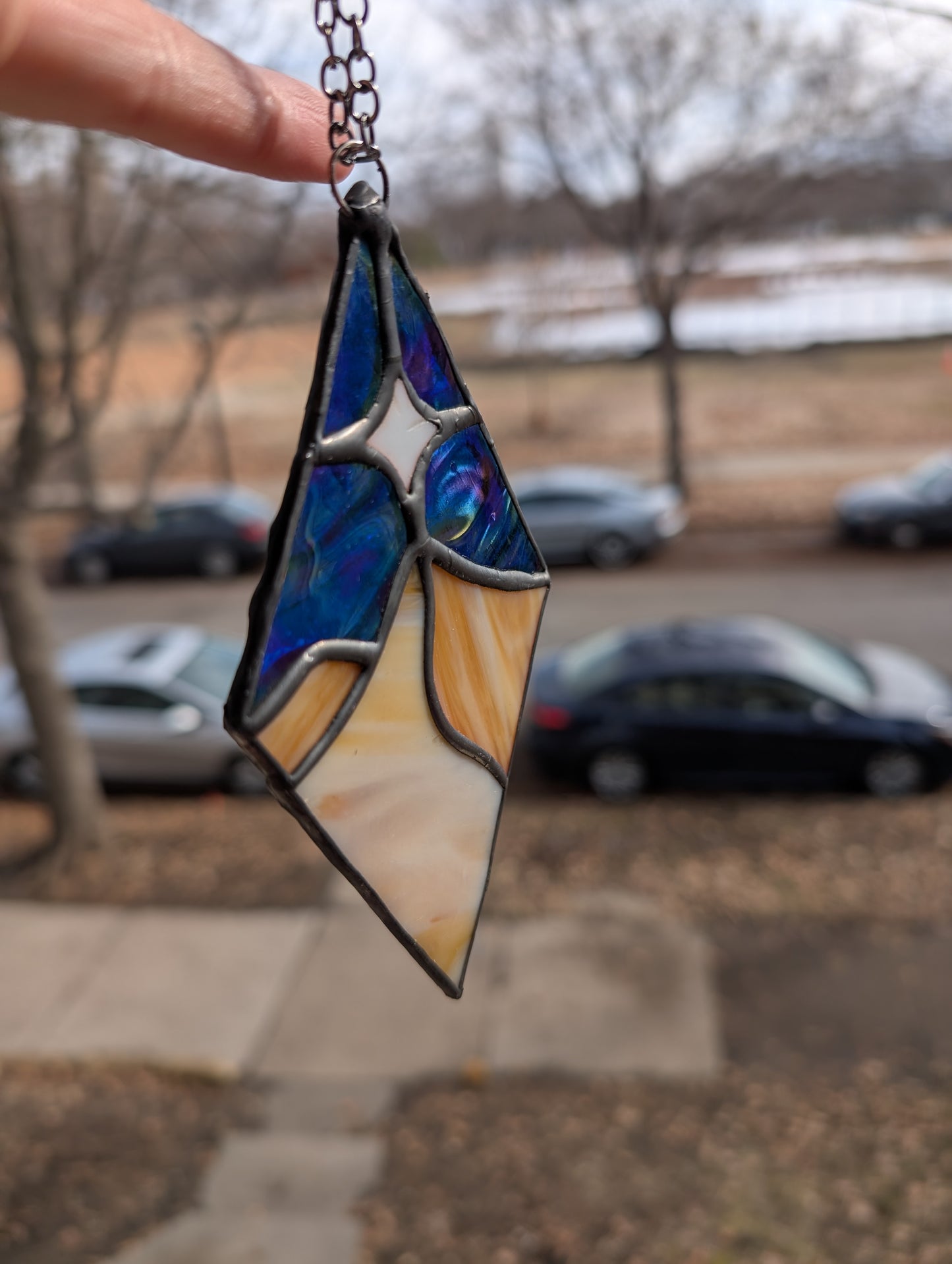 Handcrafted stained glass small desert night
