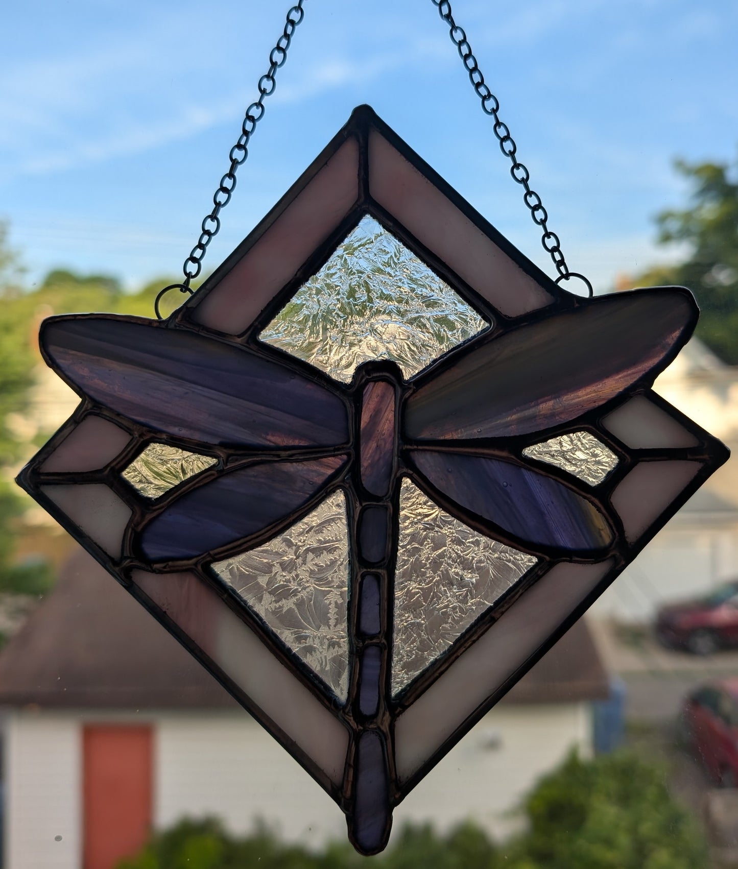 Stained glass dragonfly sun catcher