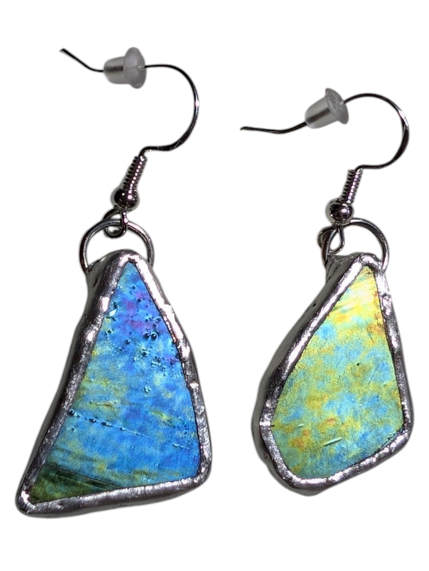 Recycled scrap stained glass earrings