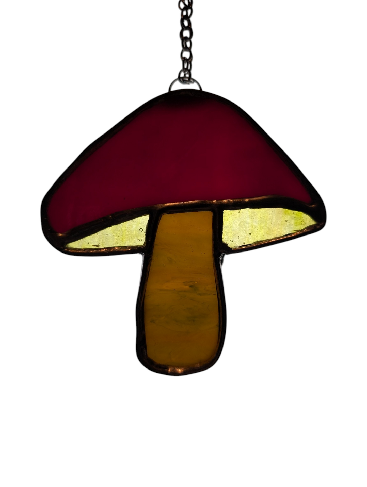 Stained glass mushroom suncatcher