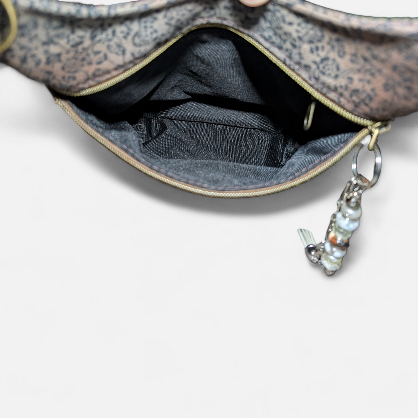 Handcrafted purse crossbody brown floral