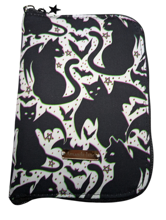 Handcrafted travel passport organizer wallet bat cats