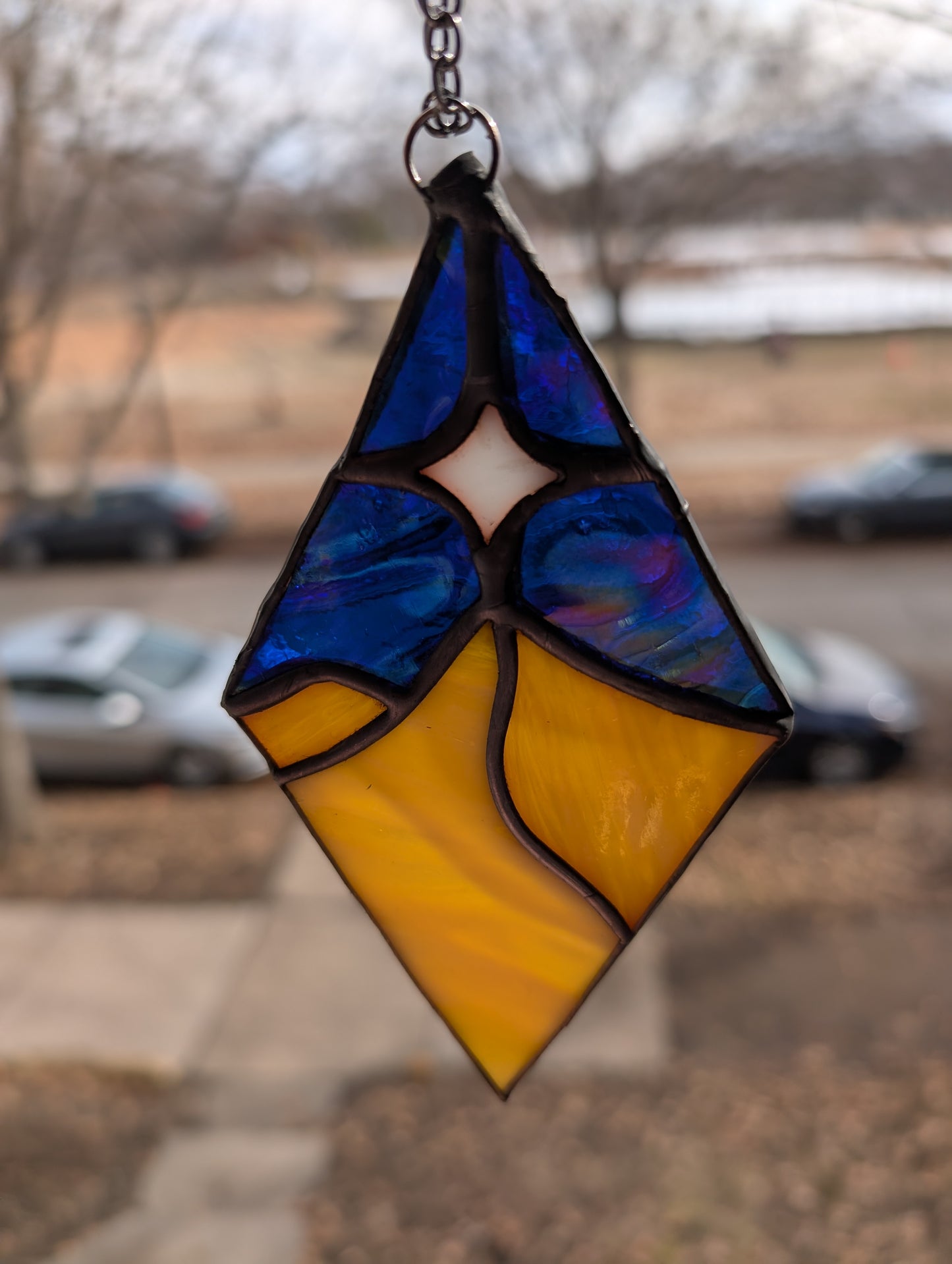 Handcrafted stained glass small desert night