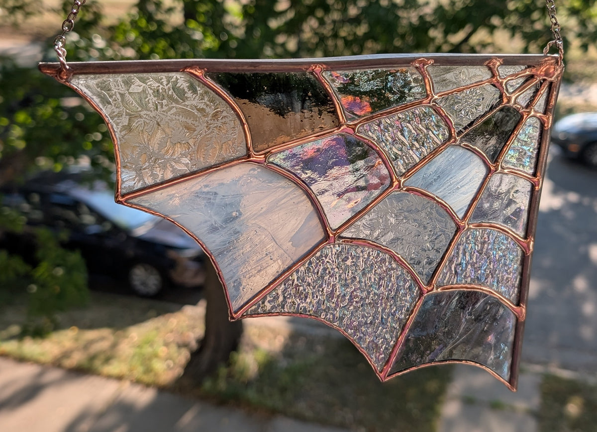 Stained glass sun catcher spiderweb