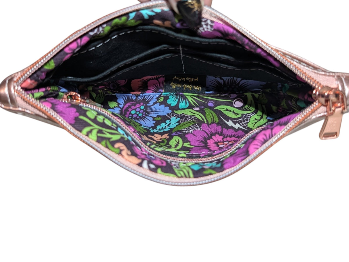 Handmade clutch wristlet crossbody purse rose gold